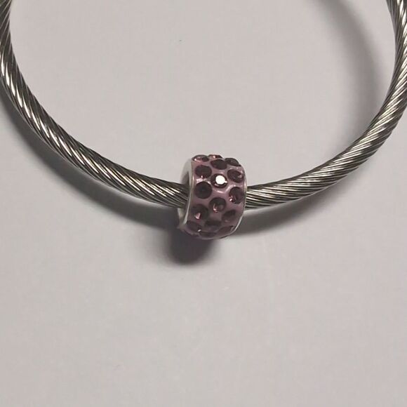 Pink Rhinestones Charm for Pandora Style Bracelet - Picture 2 of 4
